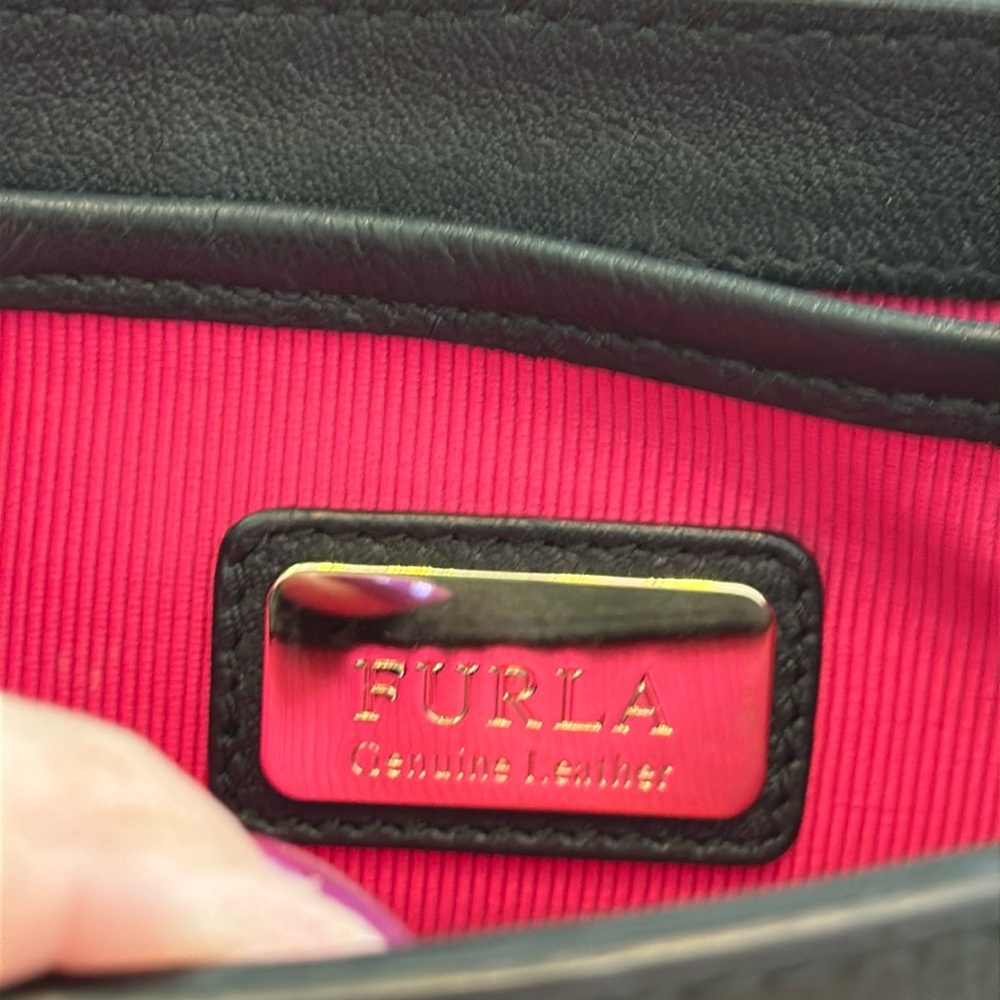 Furla Black and Cream Crossbody Bag EUC - Picture 6 of 9